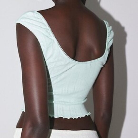 NWT UO Out From Under Ruched Green Sweetheart Tank Top - Picture 2 of 5